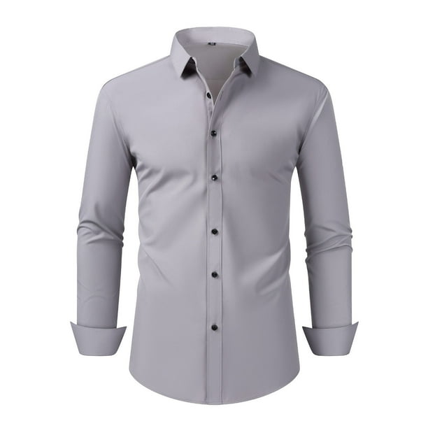 Taqqpue Mens Dress Shirts Long Sleeve Button Down Shirt Solid Slim Fit Formal Shirts