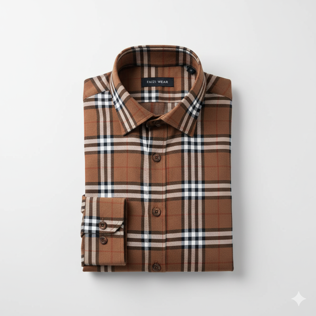 Shirt for Men – Brown & Black Check Casual Wear