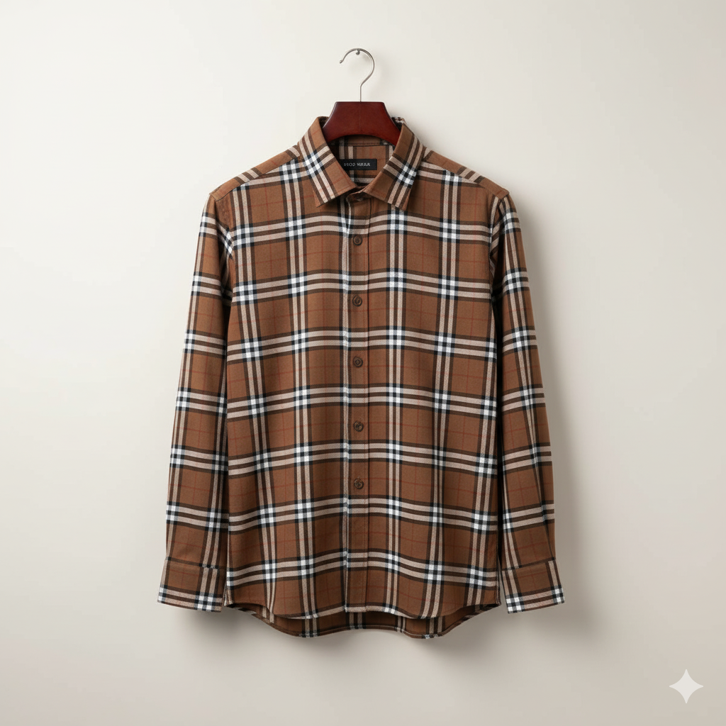 Shirt for Men – Brown & Black Check Casual Wear