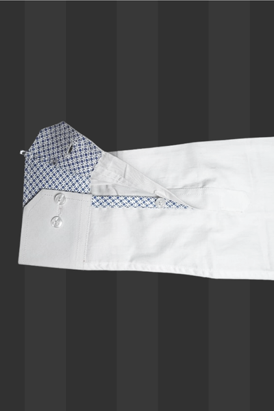 White Casual Shirt with Blue Contrast
