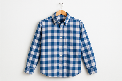 blue & white check shirt not t shirt . single picture