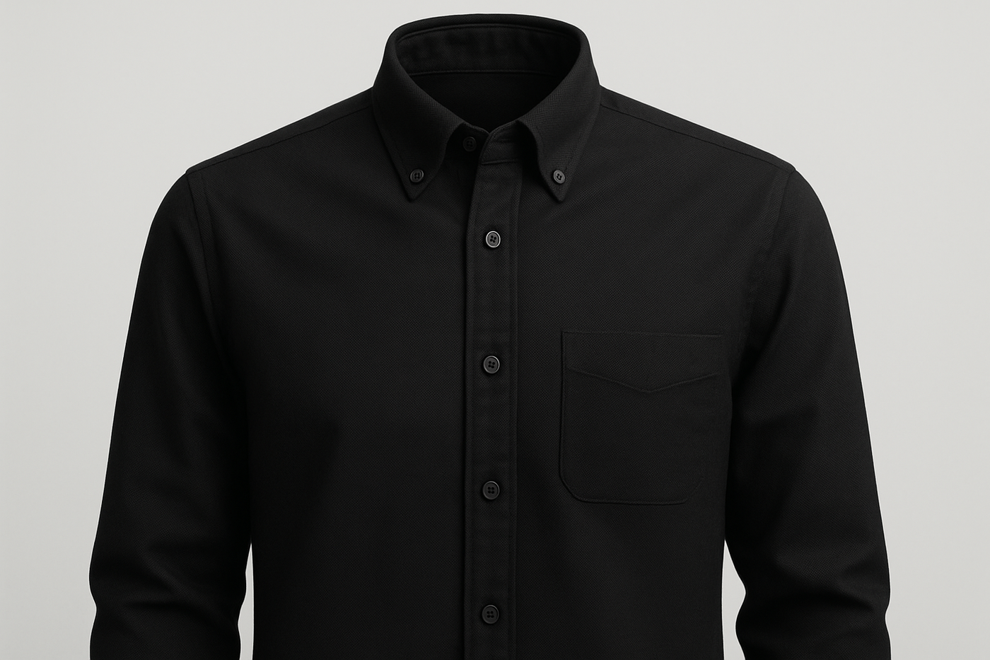 Button-Down Collar casual full black shirt