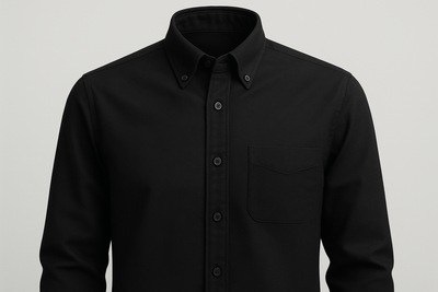 Button-Down Collar casual full black shirt
